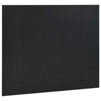 5-tlg. Raumteiler Schwarz 200x180 cm Stahl
