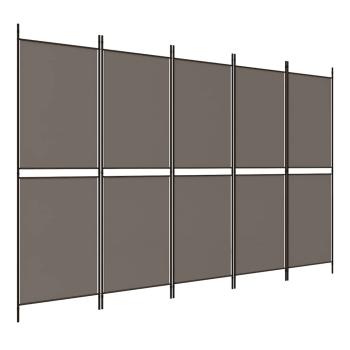 5-tlg. Paravent Anthrazit 250x220 cm Stoff