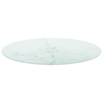 Tischplatte Weiß Ø60x0,8 cm Hartglas in Marmoroptik