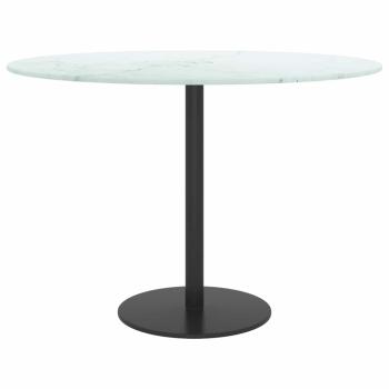 Tischplatte Weiß Ø60x0,8 cm Hartglas in Marmoroptik