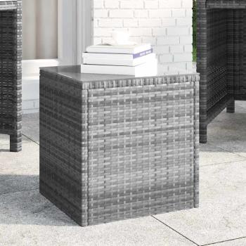 ARDEBO.de - Beistelltisch Grau 40x37x40,5 cm Poly Rattan und Hartglas