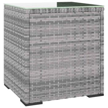 Beistelltisch Grau 40x37x40,5 cm Poly Rattan und Hartglas