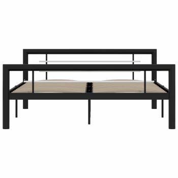 Bettgestell Schwarz und Weiß Metall 140×200 cm