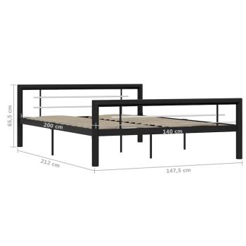 Bettgestell Schwarz und Weiß Metall 140×200 cm