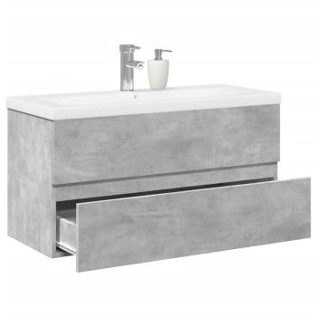 ARDEBO.de - 2-tlg. Badmöbel-Set Betongrau Holzwerkstoff
