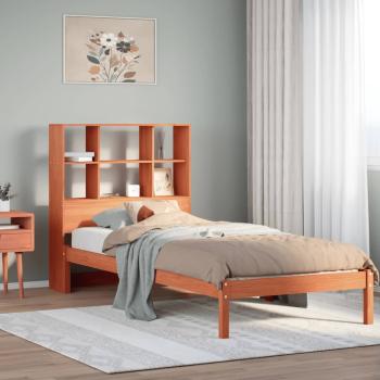 ARDEBO.de - Massivholzbett mit Regal ohne Matratze Wachsbraun 100x200 cm