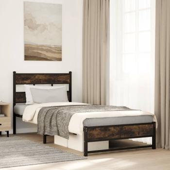 ARDEBO.de - Metallbett ohne Matratze Räuchereiche 75x190 cm