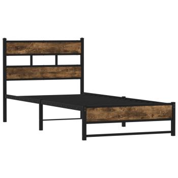 Metallbett ohne Matratze Räuchereiche 75x190 cm