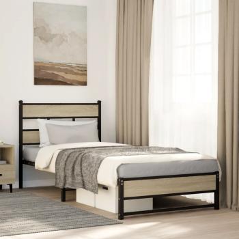 ARDEBO.de - Metallbett ohne Matratze Sonoma-Eiche 75x190 cm