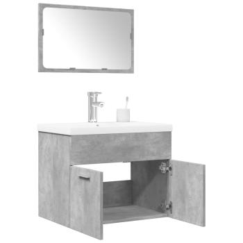 ARDEBO.de - 3-tlg. Badmöbel-Set Betongrau Holzwerkstoff