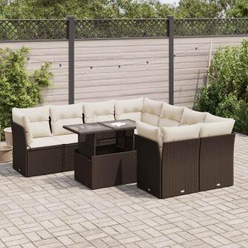 ARDEBO.de - 9-tlg. Garten-Sofagarnitur mit Kissen Braun Poly Rattan
