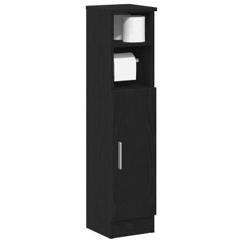 ARDEBO.de - Badezimmerschrank mit Rollenhalter Schwarz 20,5x22x90 cm