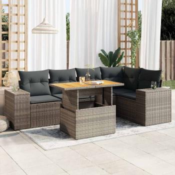 ARDEBO.de - 6-tlg. Garten-Sofagarnitur mit Kissen Grau Poly Rattan