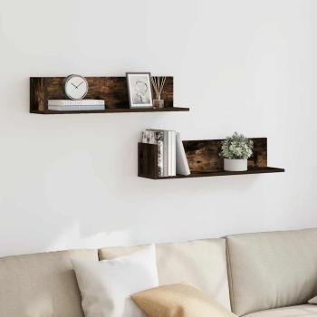 Wandregale 2 Stk. R?uchereiche 75x16,5x16,5 cm Holzwerkstoff
