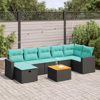 ARDEBO.de - 8-tlg. Garten-Sofagarnitur mit Kissen Schwarz Poly Rattan