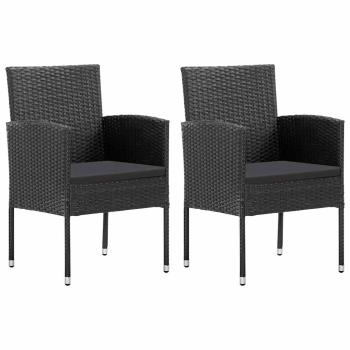 ARDEBO.de - Gartenst?hle mit Kissen in Schwarz 2 Stk. Schwarz Poly Rattan