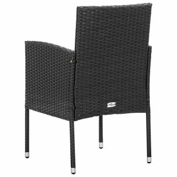 Gartenst?hle mit Kissen in Schwarz 2 Stk. Schwarz Poly Rattan