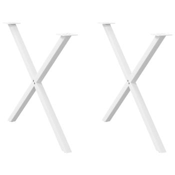 ARDEBO.de - Esstischbeine X-Form 2 Stk. Weiß 90x(72-73) cm Stahl