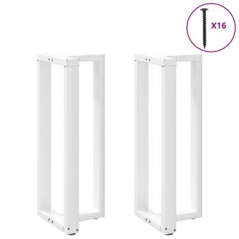 Bartischbeine T-Form 2 Stk. Weiß 40x35x(100-101) cm Stahl