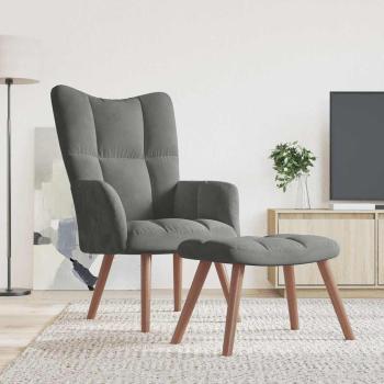 ARDEBO.de - Relaxsessel mit Hocker Dunkelgrau Samt