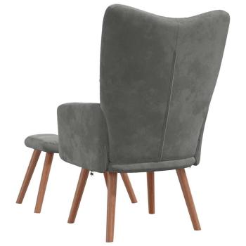 Relaxsessel mit Hocker Dunkelgrau Samt