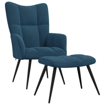 Relaxsessel mit Hocker Blau Samt