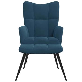 Relaxsessel mit Hocker Blau Samt
