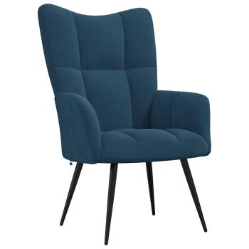 Relaxsessel mit Hocker Blau Samt