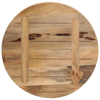 Tischplatte Ø 50x3,8 cm Rund Raues Massives Mangoholz