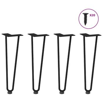ARDEBO.de - Haarnadelbeine für Couchtisch 4 Stk. Schwarz 42 cm Massivstahl