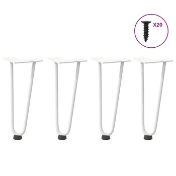 ARDEBO.de - Haarnadelbeine für Couchtisch 4 Stk. Weiß 30 cm Massivstahl