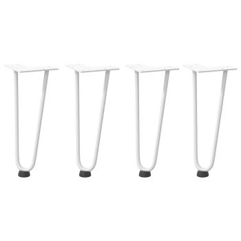 Haarnadelbeine für Couchtisch 4 Stk. Weiß 30 cm Massivstahl