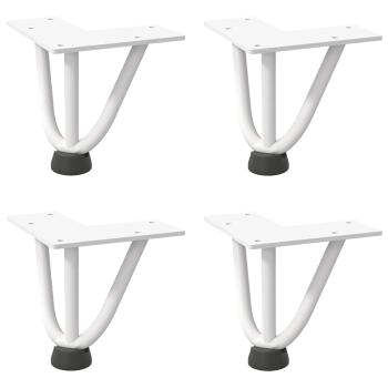 Haarnadelbeine für Couchtisch 4 Stk. Weiß 10 cm Massivstahl