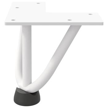 Haarnadelbeine für Couchtisch 4 Stk. Weiß 10 cm Massivstahl