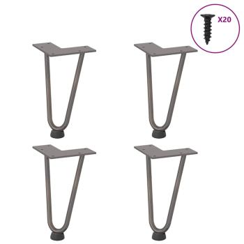 Haarnadelbeine für Couchtisch 4 Stk. Naturstahl 20 cm Massivstahl