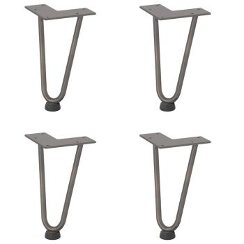 Haarnadelbeine für Couchtisch 4 Stk. Naturstahl 20 cm Massivstahl