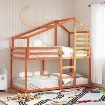 ARDEBO.de - Etagenbett mit Dach Wachsbraun 90x190 cm Massivholz Kiefer