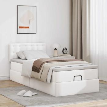 Ottoman-Bett mit Matratze Weiß 80x200 cm Kunstleder