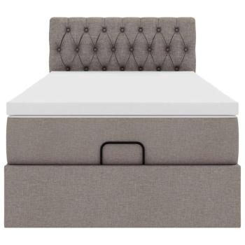 Ottomane Bett mit Matratze & LEDs Taupe 90x200 cm Stoff