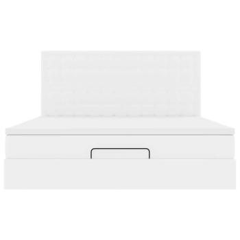 Ottoman-Bett mit Matratze & LEDs Weiß 180x200 cm Kunstleder