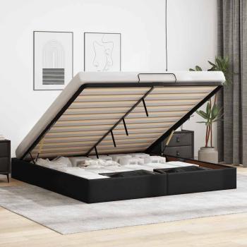 ARDEBO.de - Ottoman-Bett ohne Matratze Schwarz 200x200 cm Kunstleder