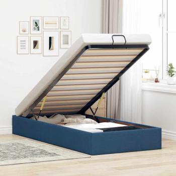 ARDEBO.de - Ottoman-Bett ohne Matratze Blau 90x190 cm Stoff