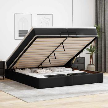 ARDEBO.de - Ottoman-Bett mit Matratzen Schwarz 200x200 cm Kunstleder