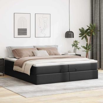Ottoman-Bett mit Matratzen Schwarz 200x200 cm Kunstleder
