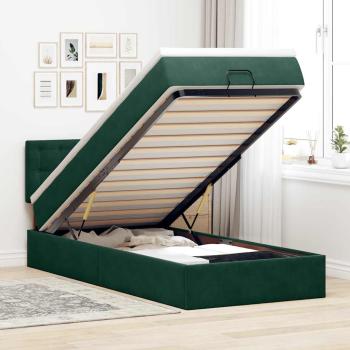 ARDEBO.de - Ottoman-Bett mit Matratze Dunkelgrün 80x200 cm Samt