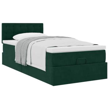 Ottoman-Bett mit Matratze Dunkelgrün 80x200 cm Samt