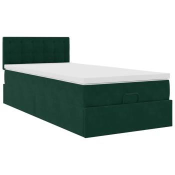 Ottoman-Bett mit Matratze Dunkelgrün 80x200 cm Samt