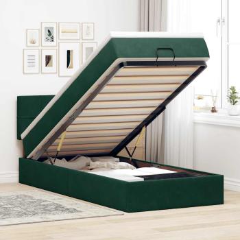 ARDEBO.de - Ottoman-Bett mit Matratze Dunkelgrün 80x200 cm Samt