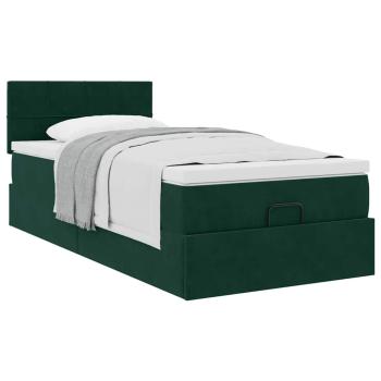 Ottoman-Bett mit Matratze Dunkelgrün 80x200 cm Samt