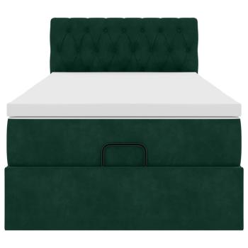 Ottoman-Bett mit Matratze Dunkelgrün 90x190 cm Samt